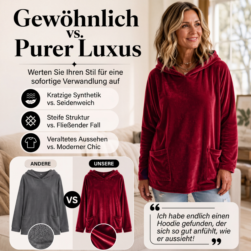 ⏰ Countdown läuft – 50% nur noch 3 Tage! Samt-Kapuzenpullover für Damen