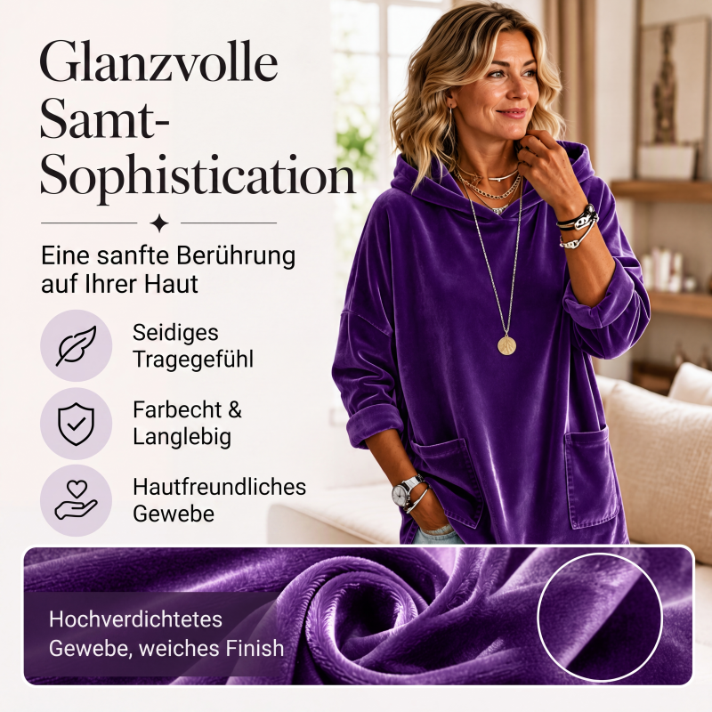 ⏰ Countdown läuft – 50% nur noch 3 Tage! Samt-Kapuzenpullover für Damen