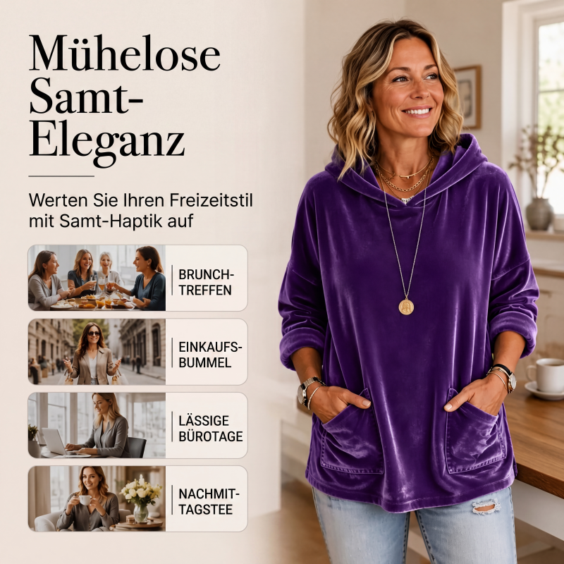 ⏰ Countdown läuft – 50% nur noch 3 Tage! Samt-Kapuzenpullover für Damen