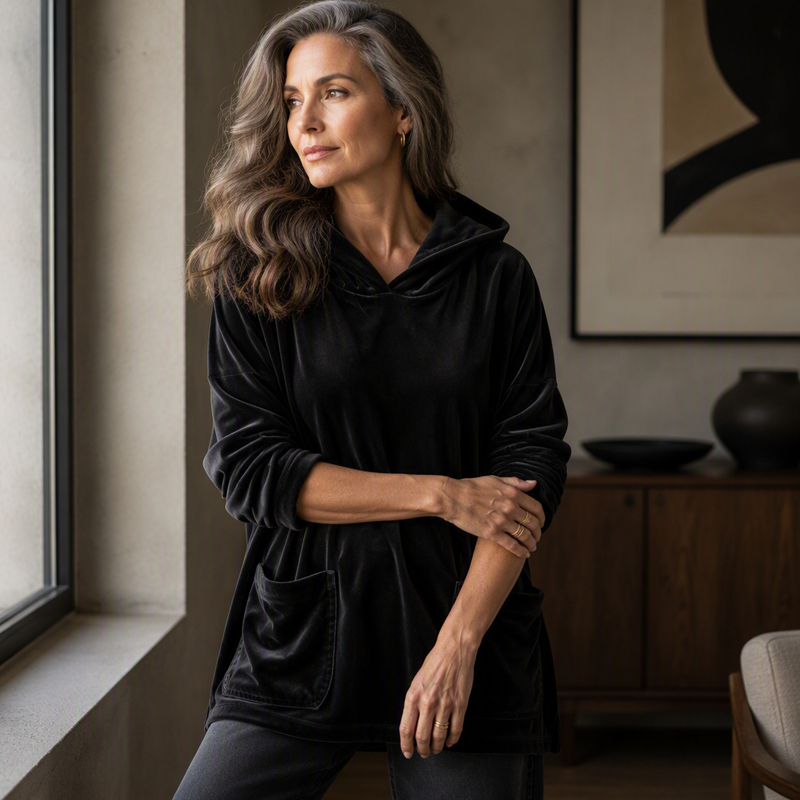 ⏰ Countdown läuft – 50% nur noch 3 Tage! Samt-Kapuzenpullover für Damen