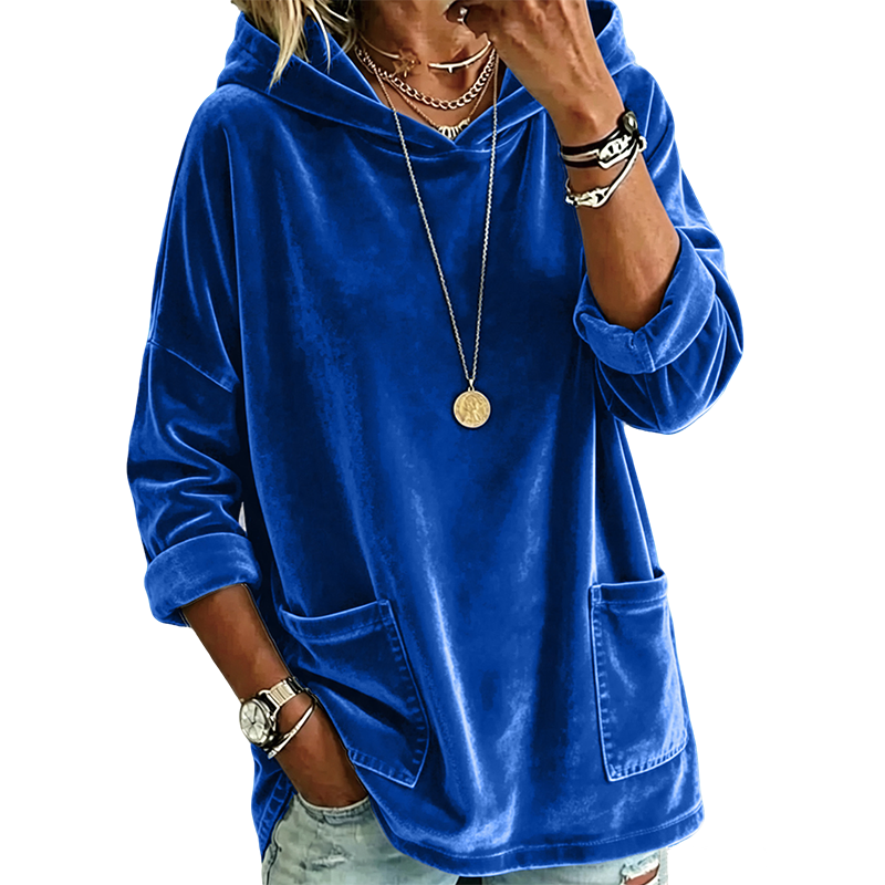 ⏰ Countdown läuft – 50% nur noch 3 Tage! Samt-Kapuzenpullover für Damen
