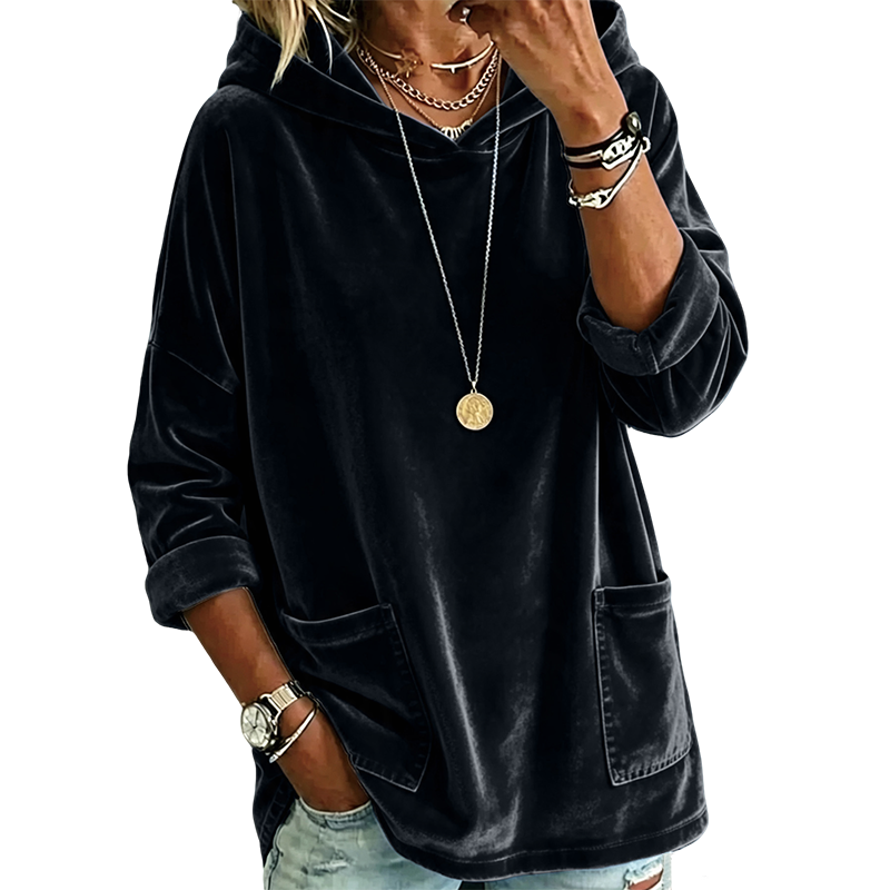 ⏰ Countdown läuft – 50% nur noch 3 Tage! Samt-Kapuzenpullover für Damen