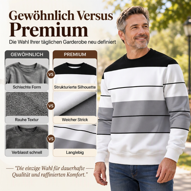 📦 Täglich 500+ Pakete versendet! Lässiges Rundhals-Sweatshirt für Herren mit Streifenmuster