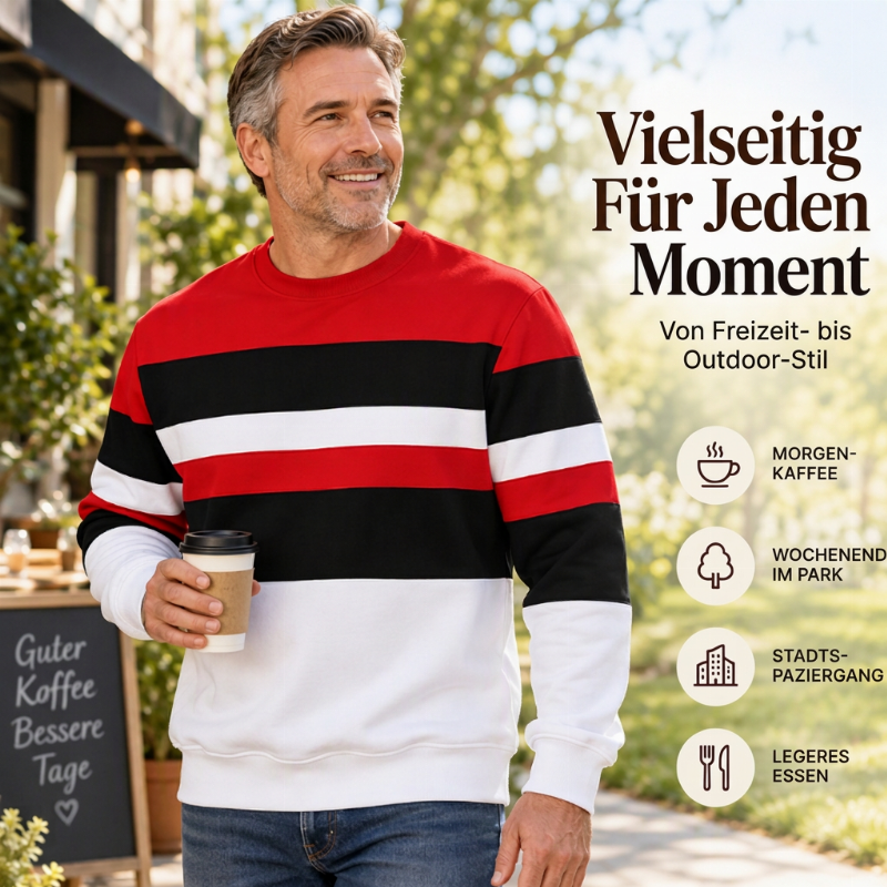 📦 Täglich 500+ Pakete versendet! Lässiges Rundhals-Sweatshirt für Herren mit Streifenmuster