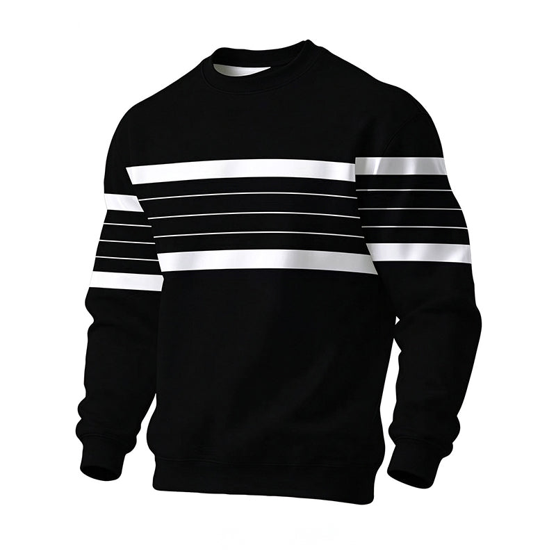 📦 Täglich 500+ Pakete versendet! Lässiges Rundhals-Sweatshirt für Herren mit Streifenmuster