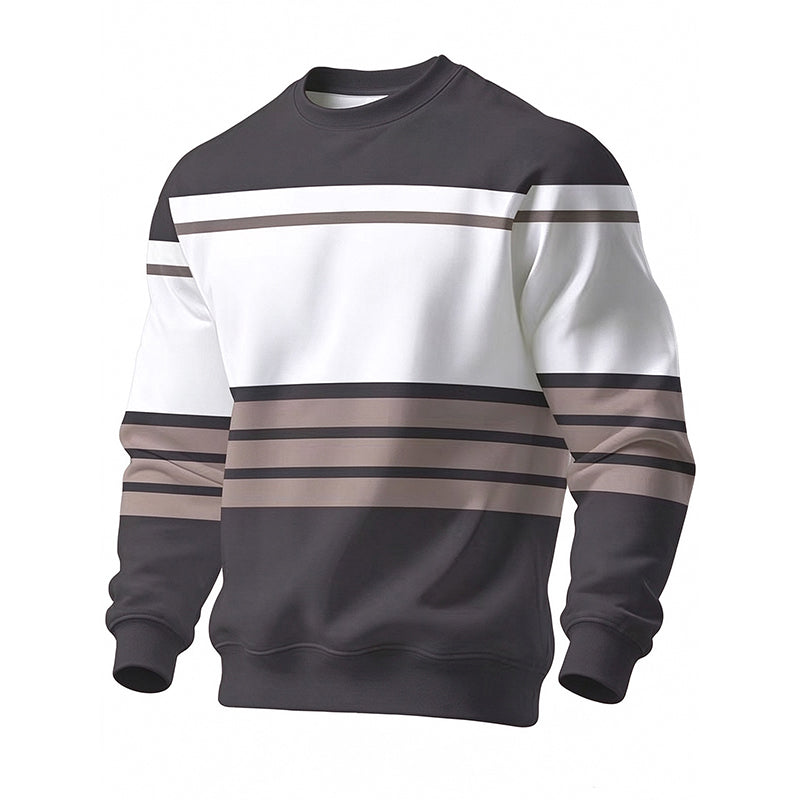 📦 Täglich 500+ Pakete versendet! Lässiges Rundhals-Sweatshirt für Herren mit Streifenmuster