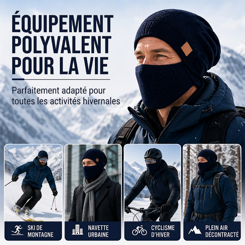 🔥Räumungsverkauf🔥Thermische Wintermütze mit integrierter Gesichtsmaske