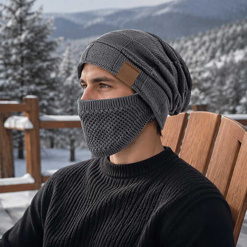 🔥Räumungsverkauf🔥Thermische Wintermütze mit integrierter Gesichtsmaske
