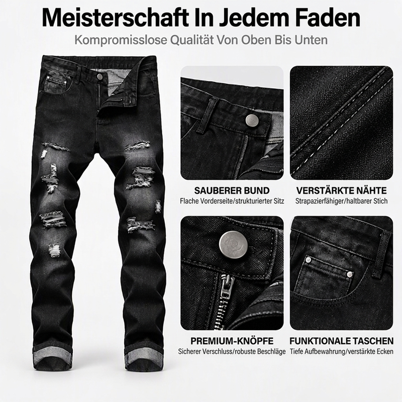 🔥 Nur heute 50 %! Herren zerrissene, schmale, used-out Denim-Jeans