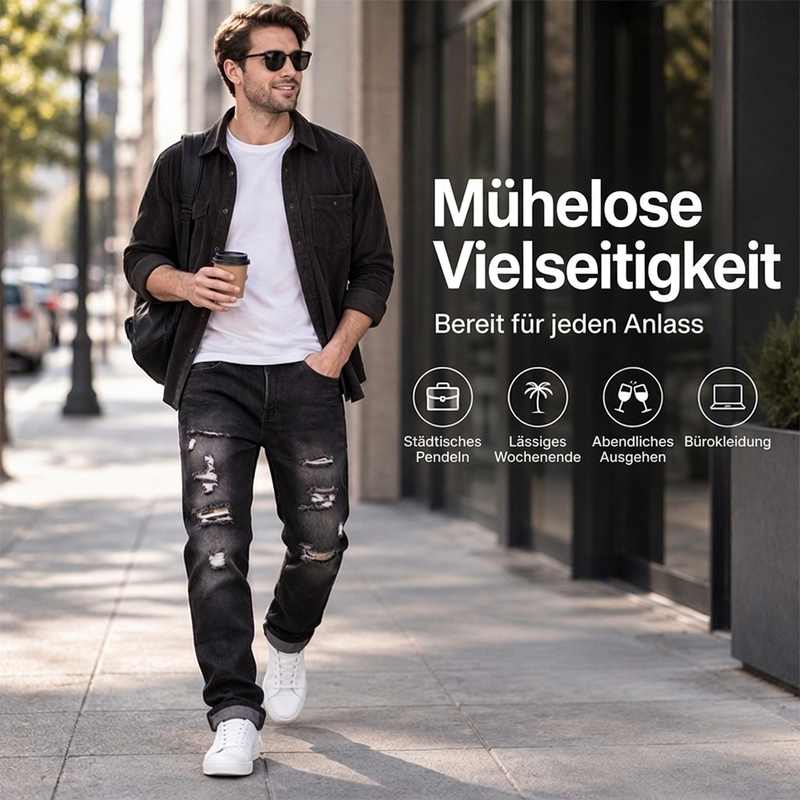 🔥 Nur heute 50 %! Herren zerrissene, schmale, used-out Denim-Jeans