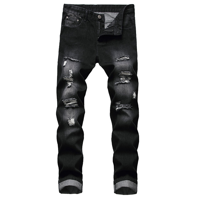 🔥 Nur heute 50 %! Herren zerrissene, schmale, used-out Denim-Jeans