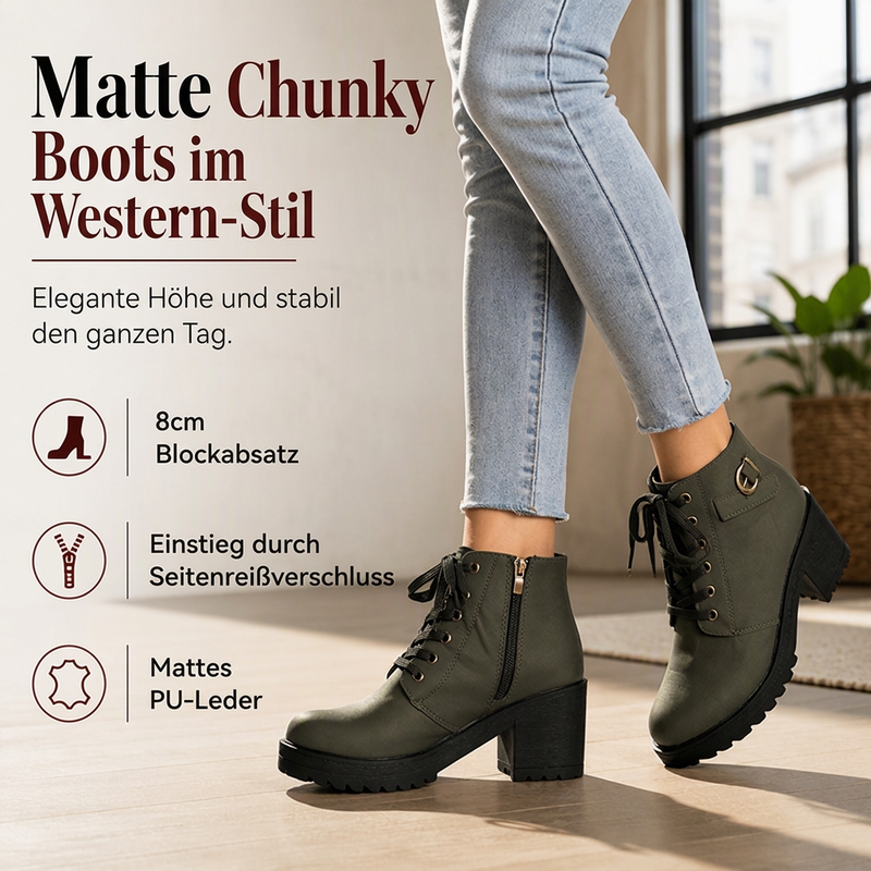 📢Nur heute 50 %! 📢Damen-Stiefeletten mit Blockabsatz und Plateausohle