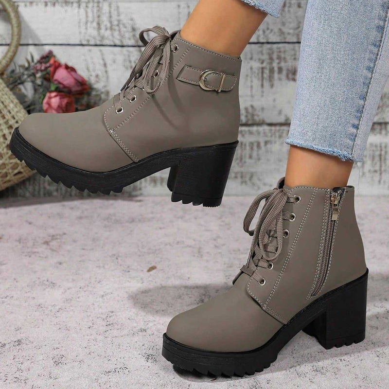 📢Nur heute 50 %! 📢Damen-Stiefeletten mit Blockabsatz und Plateausohle