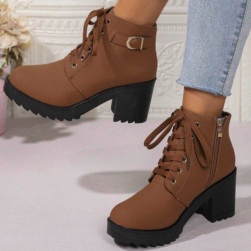 📢Nur heute 50 %! 📢Damen-Stiefeletten mit Blockabsatz und Plateausohle