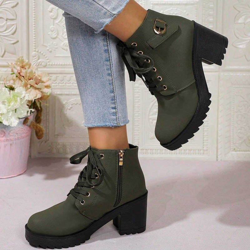 📢Nur heute 50 %! 📢Damen-Stiefeletten mit Blockabsatz und Plateausohle