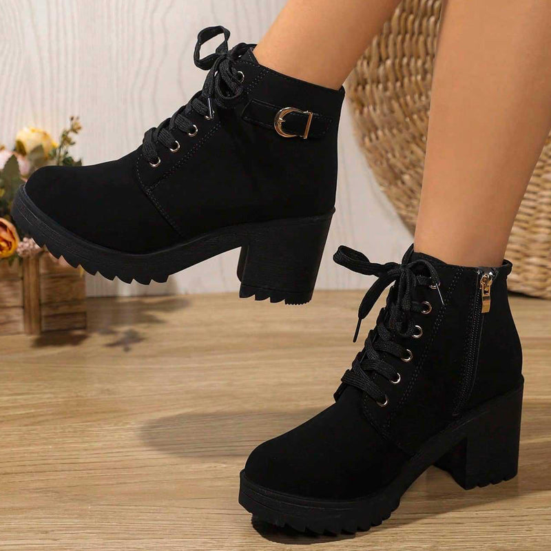 📢Nur heute 50 %! 📢Damen-Stiefeletten mit Blockabsatz und Plateausohle