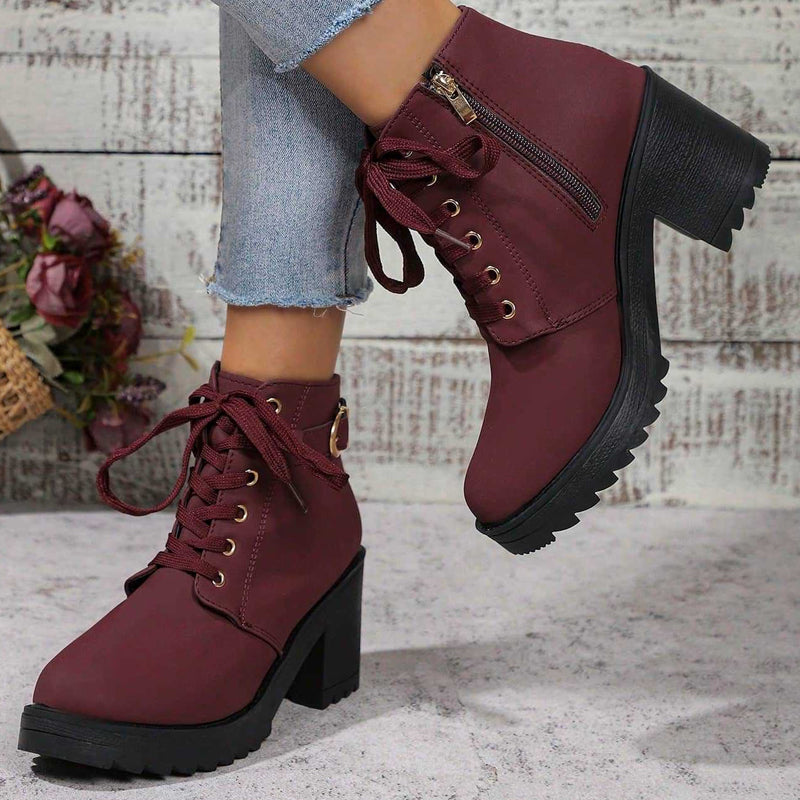 📢Nur heute 50 %! 📢Damen-Stiefeletten mit Blockabsatz und Plateausohle