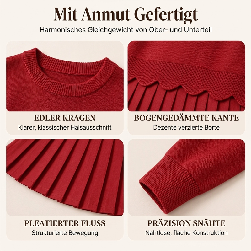 ✨ Neu eingetroffen – Nur heute 50 %! Damen Zweiteiler aus Pullover mit Muschelkante und Plisseerock