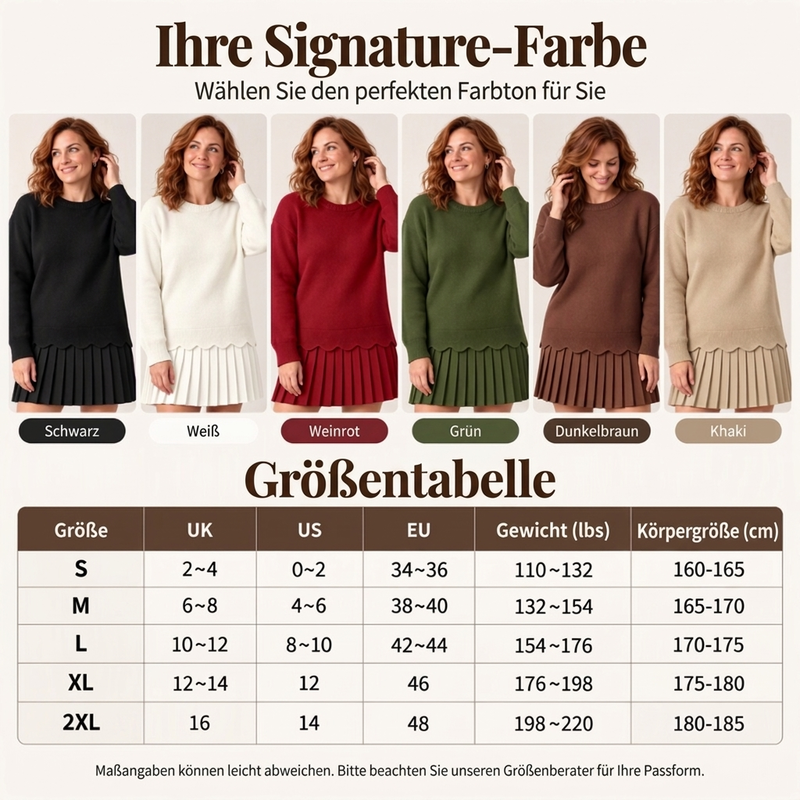 ✨ Neu eingetroffen – Nur heute 50 %! Damen Zweiteiler aus Pullover mit Muschelkante und Plisseerock