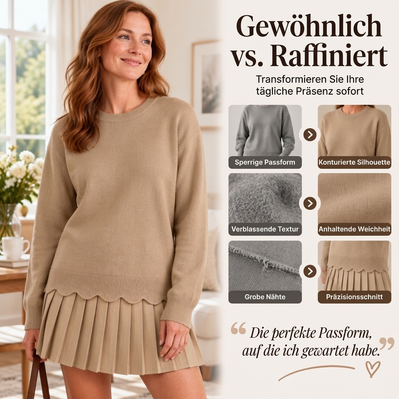 ✨ Neu eingetroffen – Nur heute 50 %! Damen Zweiteiler aus Pullover mit Muschelkante und Plisseerock