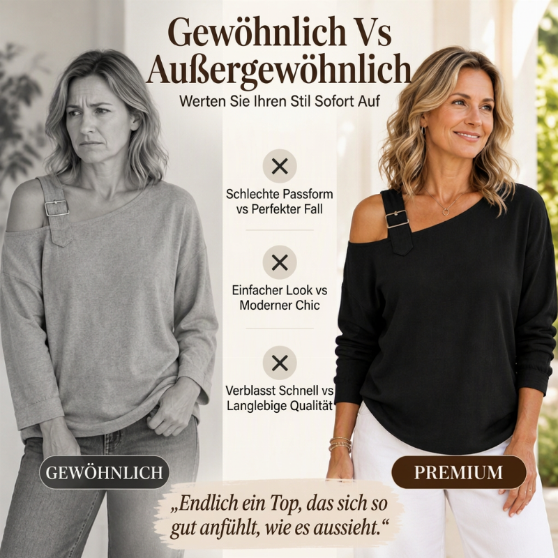 📢🎉50%Rabatt!!!🛍️✨Damen Longsleeve mit asymmetrischem Off-Shoulder-Design