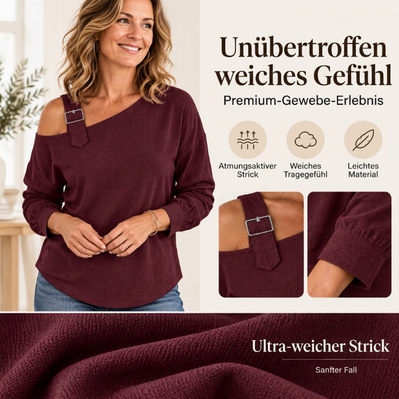📢🎉50%Rabatt!!!🛍️✨Damen Longsleeve mit asymmetrischem Off-Shoulder-Design