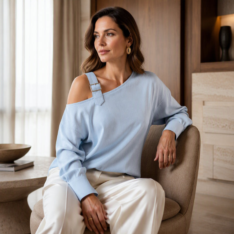 📢🎉50%Rabatt!!!🛍️✨Damen Longsleeve mit asymmetrischem Off-Shoulder-Design