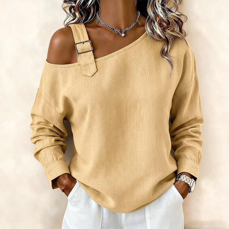 📢🎉50%Rabatt!!!🛍️✨Damen Longsleeve mit asymmetrischem Off-Shoulder-Design