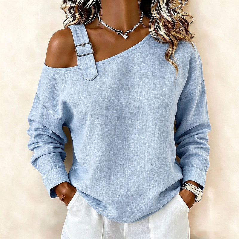 📢🎉50%Rabatt!!!🛍️✨Damen Longsleeve mit asymmetrischem Off-Shoulder-Design