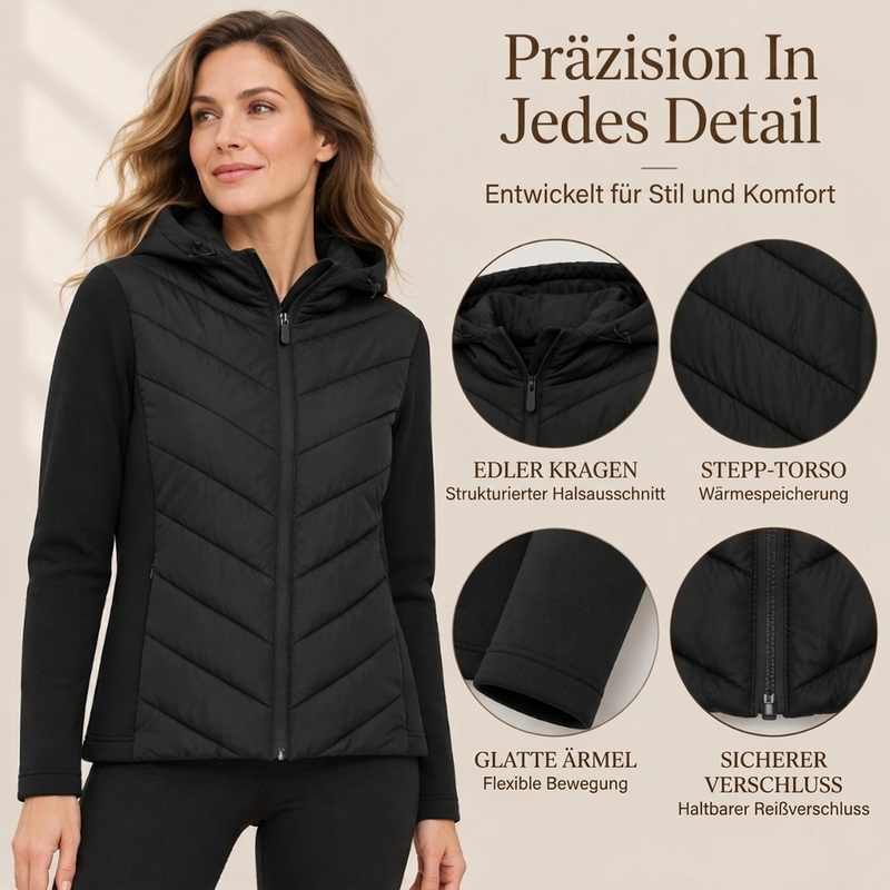 🎁Neu eingetroffen: 50% Rabatt! Damen Kapuze Patchwork gesteppte Wattierte Jacke