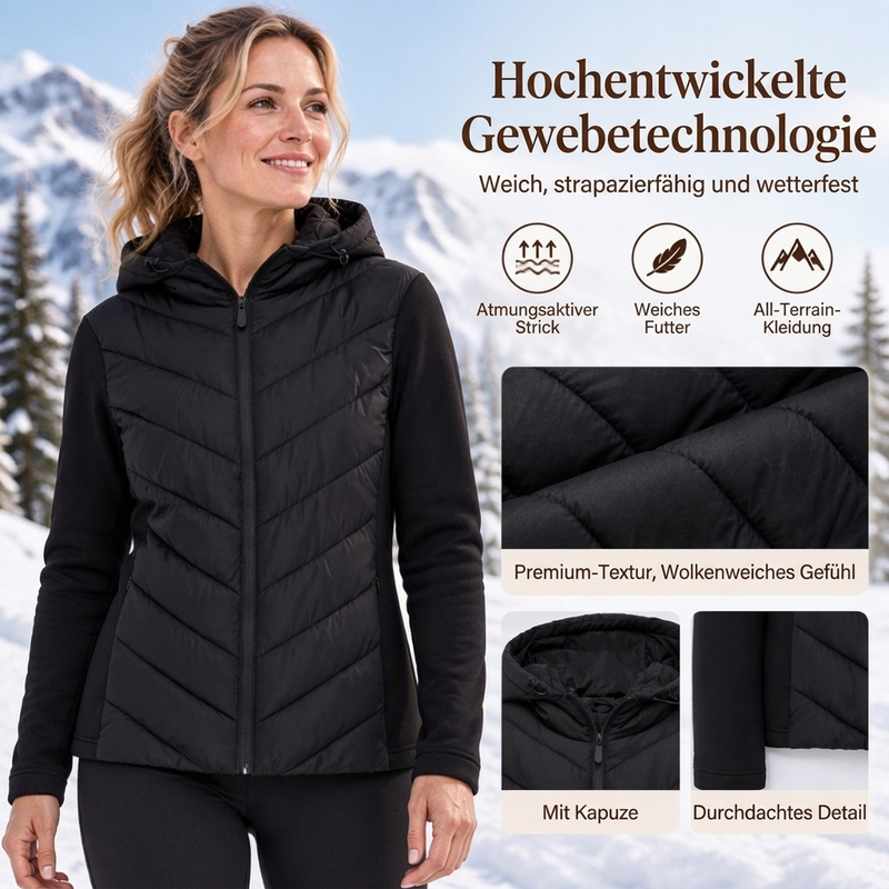 🎁Neu eingetroffen: 50% Rabatt! Damen Kapuze Patchwork gesteppte Wattierte Jacke