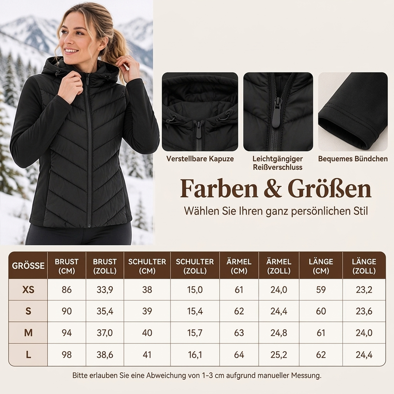 🎁Neu eingetroffen: 50% Rabatt! Damen Kapuze Patchwork gesteppte Wattierte Jacke