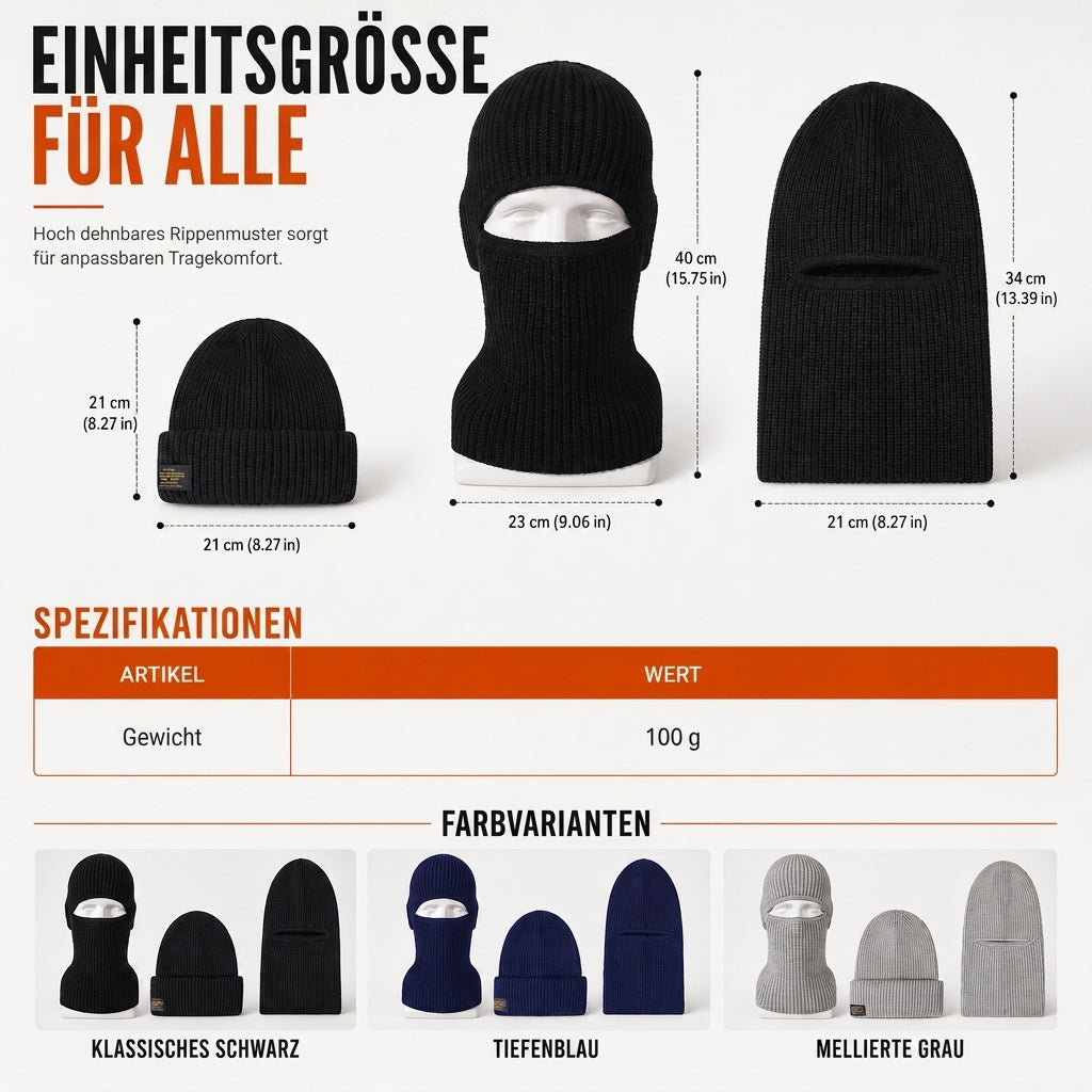 ⏰Countdown läuft! Aktion endet bald!⏰ Warme gestrickte Sturmhaube für Herren, winddichte Wintermütze und Kaltwetter-Gesichtsmaske mit Kapuze