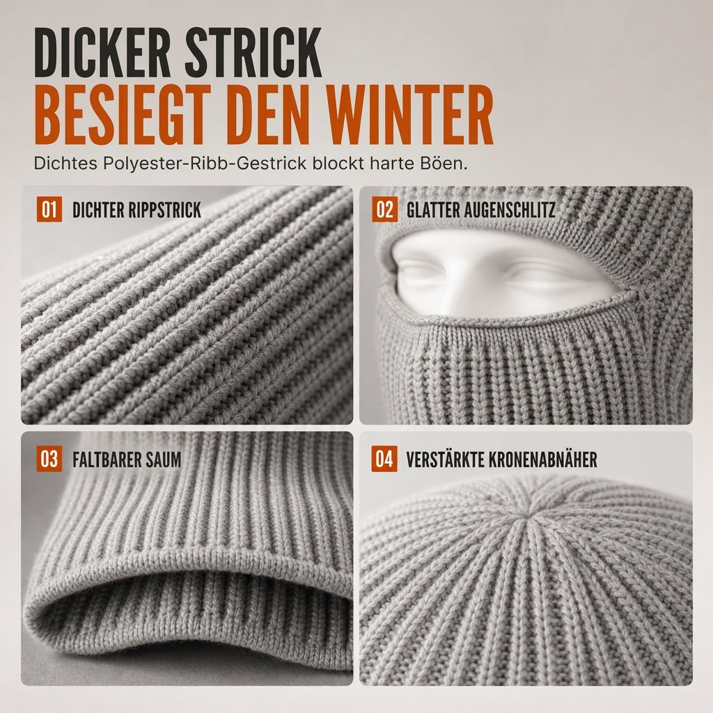 ⏰Countdown läuft! Aktion endet bald!⏰ Warme gestrickte Sturmhaube für Herren, winddichte Wintermütze und Kaltwetter-Gesichtsmaske mit Kapuze