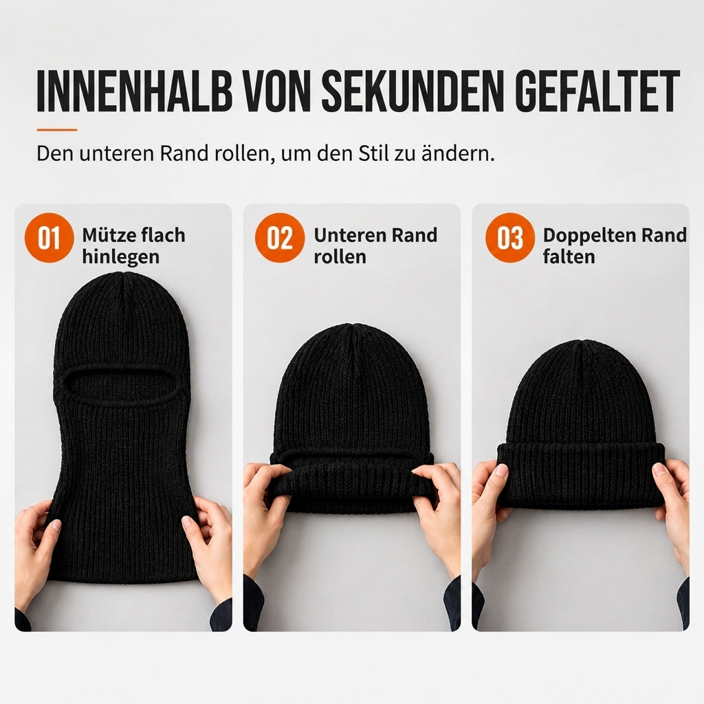 ⏰Countdown läuft! Aktion endet bald!⏰ Warme gestrickte Sturmhaube für Herren, winddichte Wintermütze und Kaltwetter-Gesichtsmaske mit Kapuze