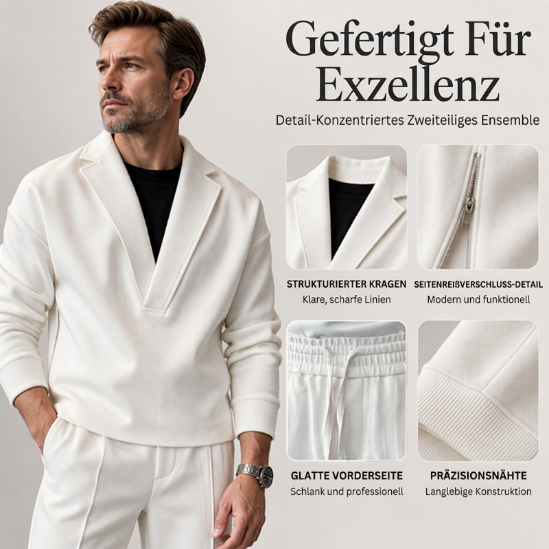 ✈Neu eingetroffen – jetzt versandkostenfrei!✈ Herren-Twill-Pyjama Set mit Reverskragen und Hose