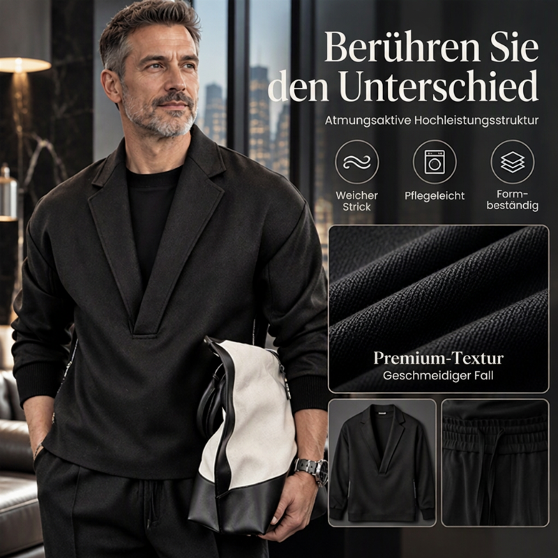 ✈Neu eingetroffen – jetzt versandkostenfrei!✈ Herren-Twill-Pyjama Set mit Reverskragen und Hose
