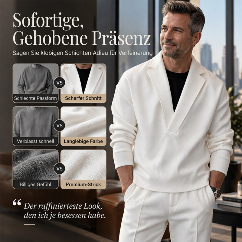 ✈Neu eingetroffen – jetzt versandkostenfrei!✈ Herren-Twill-Pyjama Set mit Reverskragen und Hose