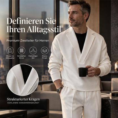 ✈Neu eingetroffen – jetzt versandkostenfrei!✈ Herren-Twill-Pyjama Set mit Reverskragen und Hose