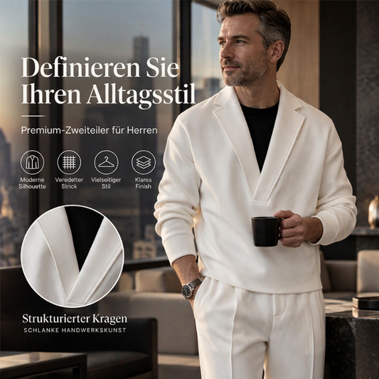 ✈Neu eingetroffen – jetzt versandkostenfrei!✈ Herren-Twill-Pyjama Set mit Reverskragen und Hose