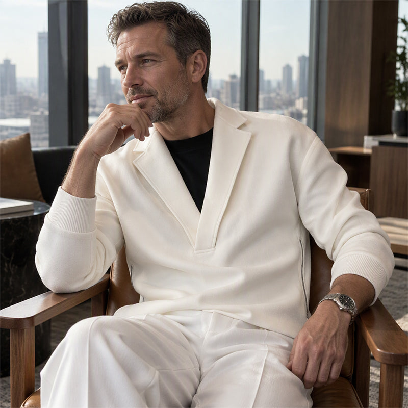 ✈Neu eingetroffen – jetzt versandkostenfrei!✈ Herren-Twill-Pyjama Set mit Reverskragen und Hose