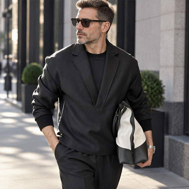 ✈Neu eingetroffen – jetzt versandkostenfrei!✈ Herren-Twill-Pyjama Set mit Reverskragen und Hose