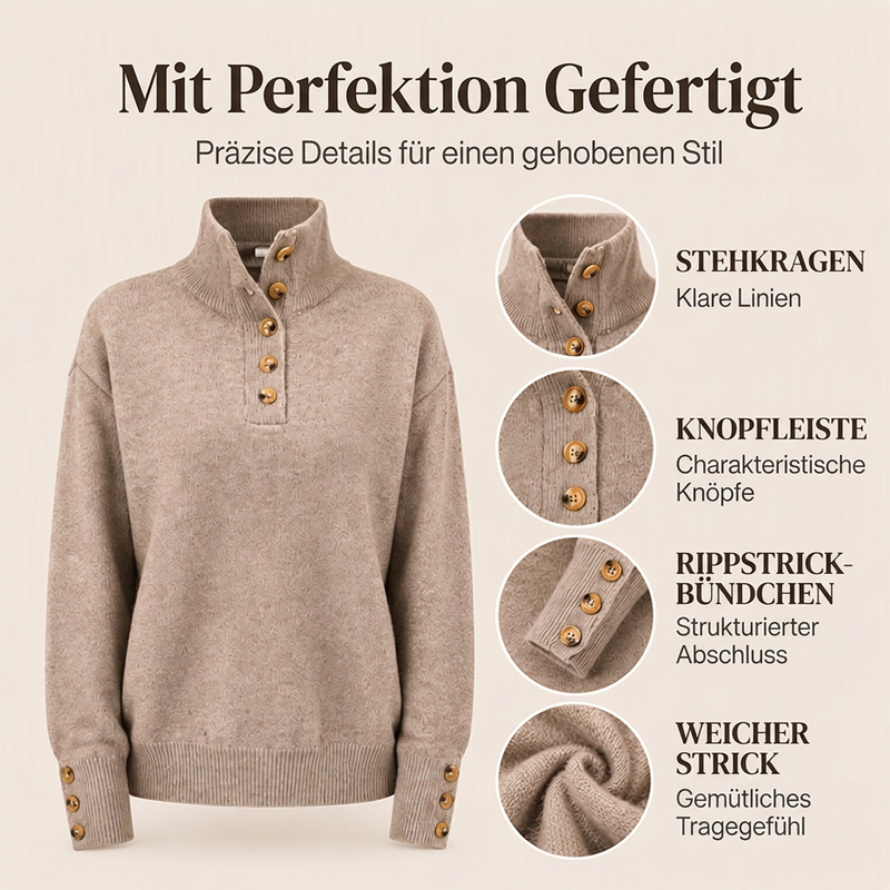 🔥 Nur heute 50 %! Locker gestrickter Damenpullover mit Stehkragen