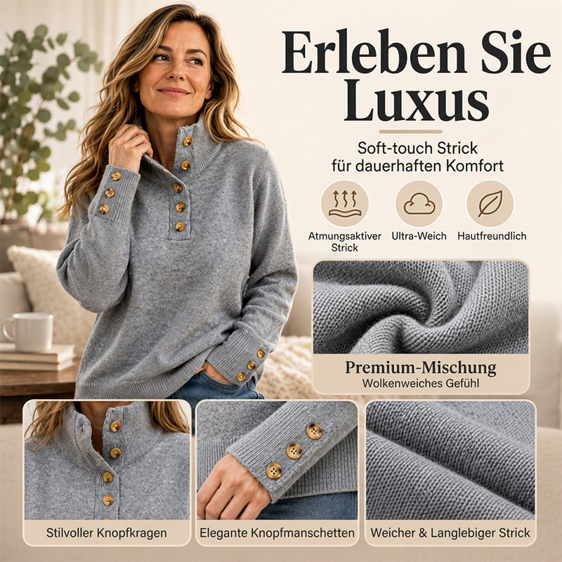 🔥 Nur heute 50 %! Locker gestrickter Damenpullover mit Stehkragen