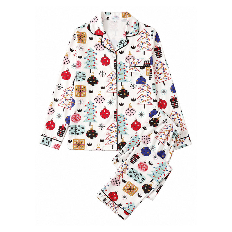 🌲Frühzeitiger Weihnachtsrabatt: 50% Rabatt!🌲Damen Weihnachts-Pyjama-Set mit Langarm und Schlitzkragen