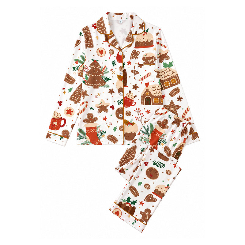 🌲Frühzeitiger Weihnachtsrabatt: 50% Rabatt!🌲Damen Weihnachts-Pyjama-Set mit Langarm und Schlitzkragen
