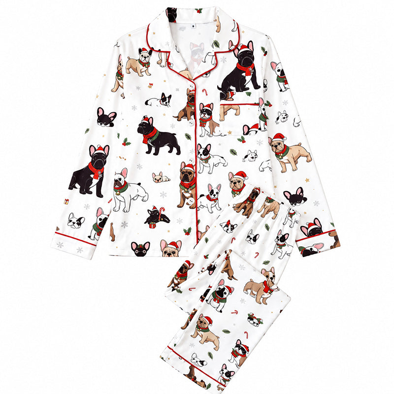 🌲Frühzeitiger Weihnachtsrabatt: 50% Rabatt!🌲Damen Weihnachts-Pyjama-Set mit Langarm und Schlitzkragen