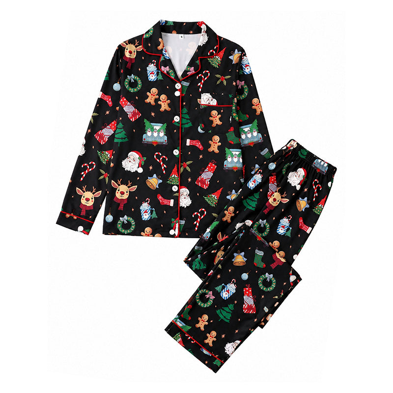 🌲Frühzeitiger Weihnachtsrabatt: 50% Rabatt!🌲Damen Weihnachts-Pyjama-Set mit Langarm und Schlitzkragen