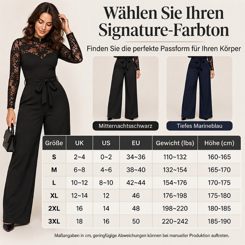 ⏰Jetzt oder nie!⏰ Eleganter Jumpsuit für Damen mit Spitzen-Patchwork und Gürtel