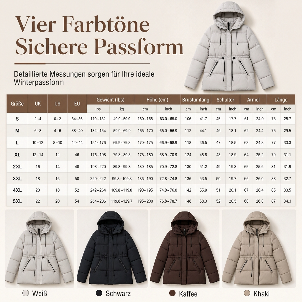 ✈Neu eingetroffen – jetzt versandkostenfrei!✈Langer gepolsterter Kapuzenmantel für Damen